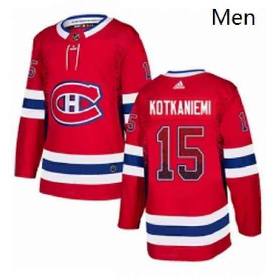 Mens Adidas Montreal Canadiens 15 Jesperi Kotkaniemi Authentic Red Drift Fashion NHL Jersey